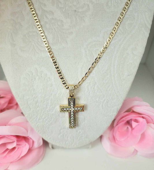 rainbow cross with chain